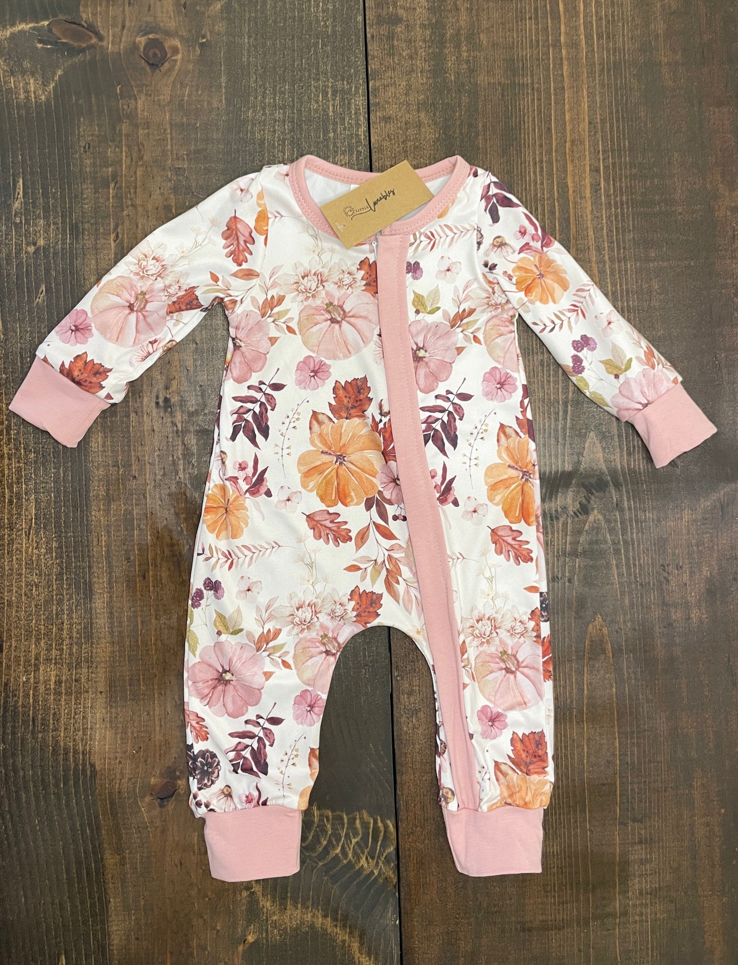 Pink Floral & Pumpkin Romper