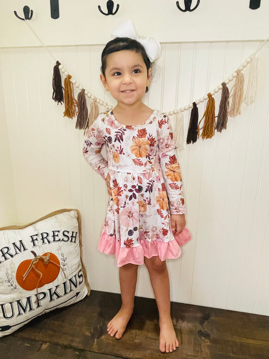 Pink Floral & Pumkin Dress