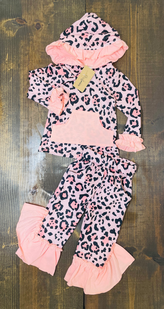 Pink Leopard Ruffle Set