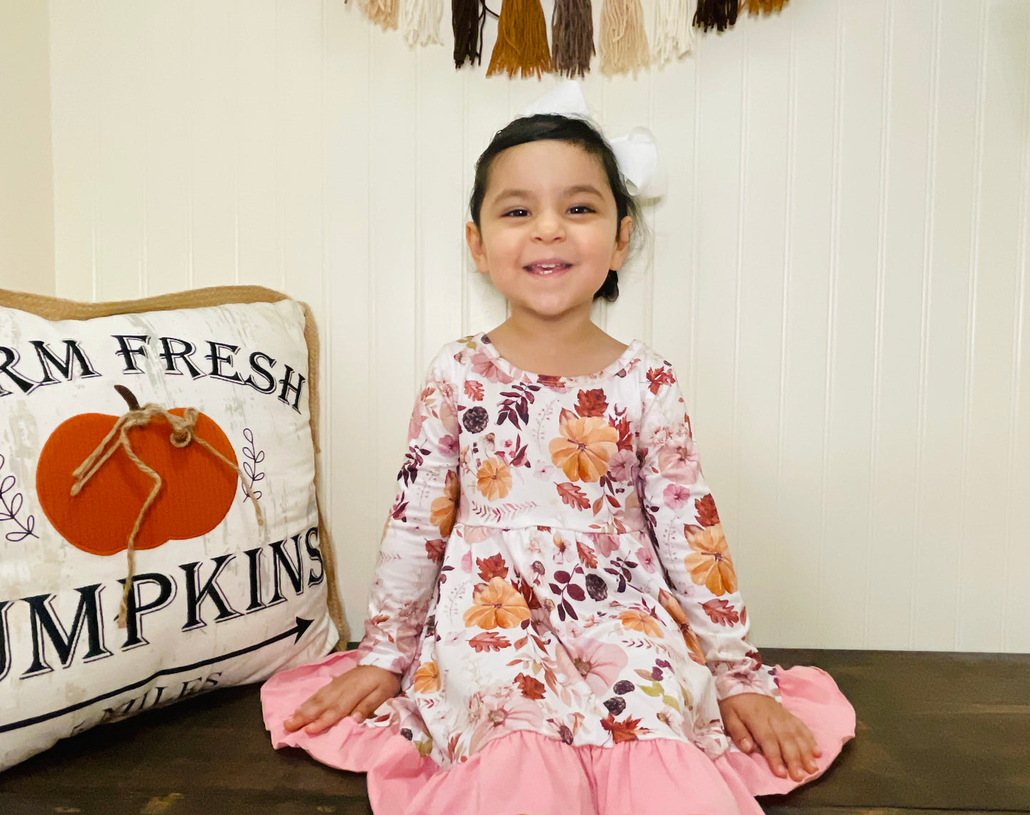 Pink Floral & Pumkin Dress