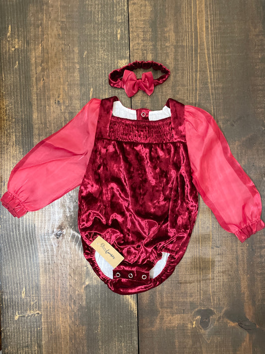 Burgundy Velvet Onesie